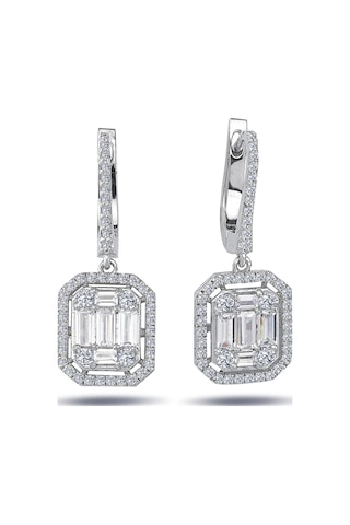 Lova 1,36 Karat Baget ve Dört Köşe Pırlanta Küpe - 3030050