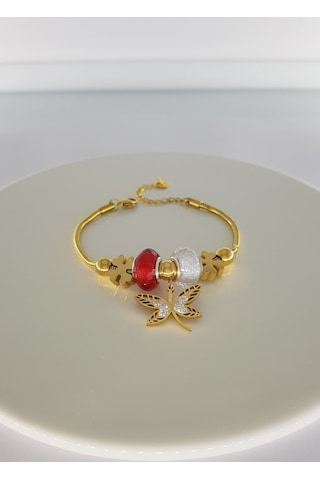 Türkiye Şans Kırmızı Çelik Bileklik Gold