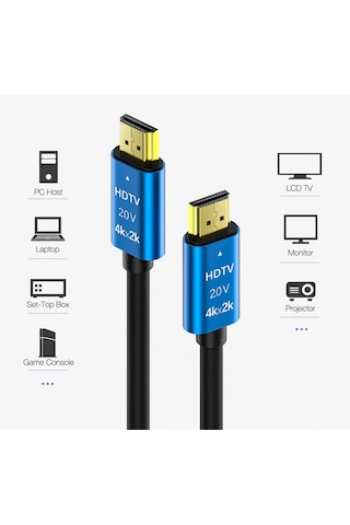 5 Metre 4k Ultra Hd 2.0v Alüminyum Başlık Altın Uçlu Hdmi Kablo
