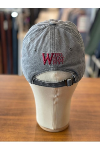 Hamze W Logo Vintage Yıkamalı Eskitme Cap Şapka Gri