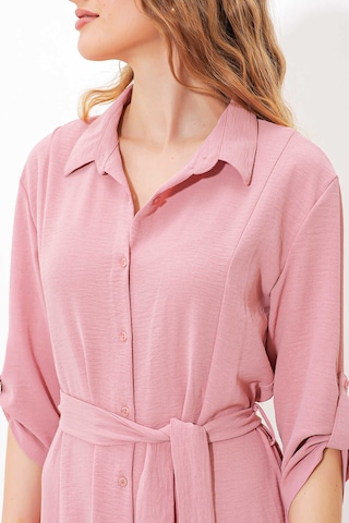 Gabria Ön Düğmeli Elbise Pudra