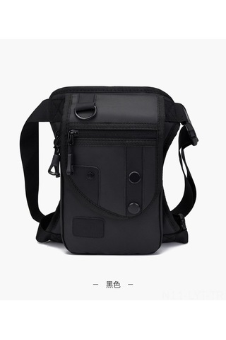 Youtek Siyah Deri Filmi Outdoor Çok Amaçlı Bacak Çantası - Bisiklet, Taktik, Spor, Luya Balıkçılığı - 20l Altı Siyah