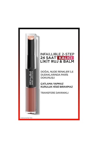 L'Oreal Paris Infaillible 2-Step 24 Saat Kalıcı Likit Ruj & Balm - 101 Everlasting Paris