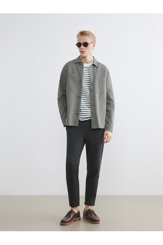 Lcw Vision Haki Regular Fit Uzun Kollu Gabardin Erkek Gömlek Ceket