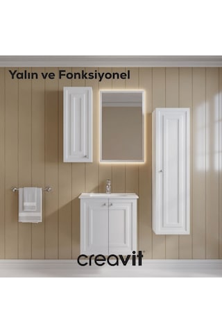 Creavit Kayra Lavabo Dolabı Kapaklı 60cm Mat Beyaz