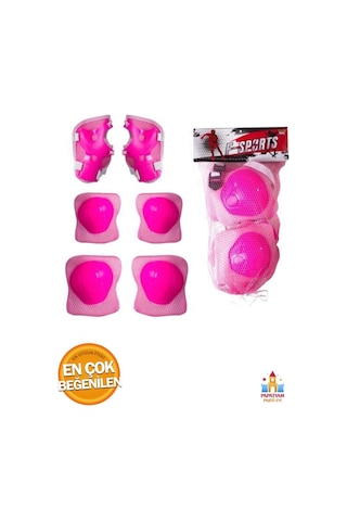 Pembe Unisex Koruyucu Kask Dizlik Dirseklik Seti Pembe