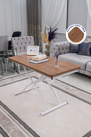 Juppo Üst Tabla Mdf Ceviz Oval Köşe Alt Beyaz Dışa Kıvrım