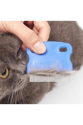 Petshop Profesyonel Ergonomik Kaymaz Saplı Metal Dişli Hassas Kedi Köpek İçin Bit Pire Tarağı