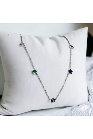 Xbaby Yıldız Taşlı Gümüş Renk Kolye Altın - Gümüş