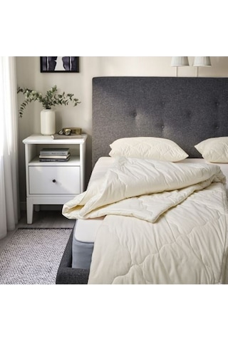Radhusvın Çift Kişilik Yorgan, Sıcak Tutar 240x220 Cm, Yün Kırık Beyaz