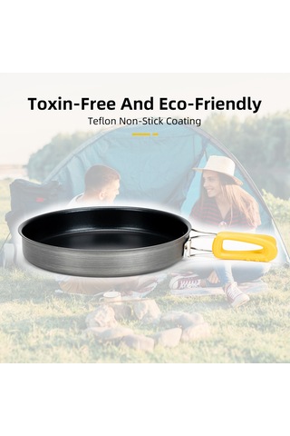 Gajeena Alocs Alüminyum Teflon Kaplama Dış Mekan Pişirme Tava, Katlanabilir Kollü, Leğenlenmeyen, Taşınabilir, Temizliği Kolay Siyah