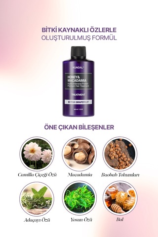 Yoğun Nemlendirici Ve Besleyici Saç Kremi Kundal Honey & Macadamia Protein Treatment Pink Grapefruit