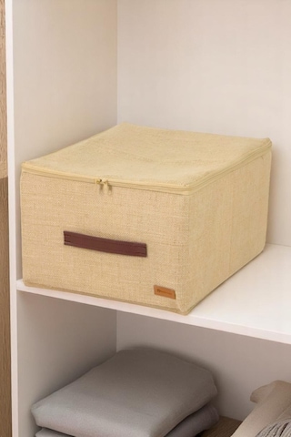 8'li Koltuk Baza Yatak Altı Uyumlu Gerçek Jüt Kumaşlı Kulplu Extra Destekli Hurç Organizer Set