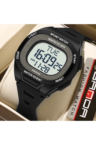 Primepickings Siyah Kırmızı Erkek Kadın Spor Digital Led Ekranlı Dayanıklı Kol Saati Kronometre Diğer