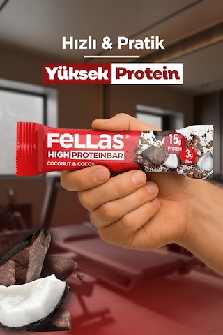 Fellas Yüksek Protein Bar - Hindistan Cevizi 45g x 12 Adet