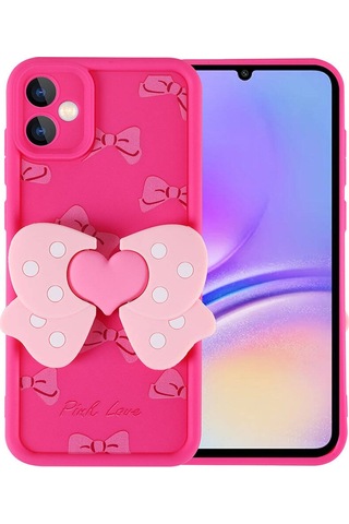 Galaxy Uyumlu A05 Kılıf Kamera Korumalı Figür Tasarımlı Zore Kapya Kapak-pembe Koyu Pembe Koyu