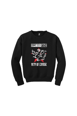 Scorpions Wind Of Change Siyah Sweatshirt Beyaz