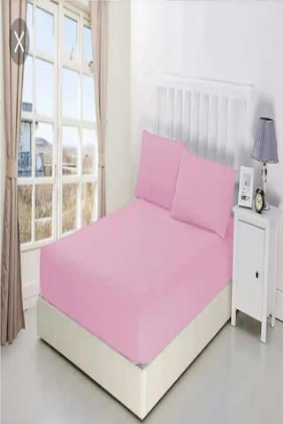 Altın Karma Çift Kişilik İnce Penye Lastikli Çarşaf 150x200 Cm 2 Adet Yastık Kılıflı Pembe