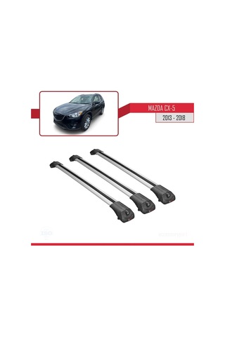 Mazda Cx-5 2013-2018 Arası İle Uyumlu Ace-1 Ara Atkı Tavan Barı Gri 3 Adet Bar