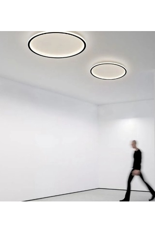 Siyah Ø40 cm Çember Avize 3000K Sarı Işık Led Tavan Lambası