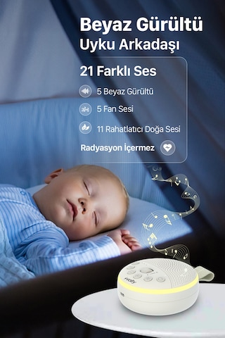 Akıllı Monitörlü Bebek Kamerası ve Beyaz Gürültü Sesi Bebek Uyku Arkadaşı Seti