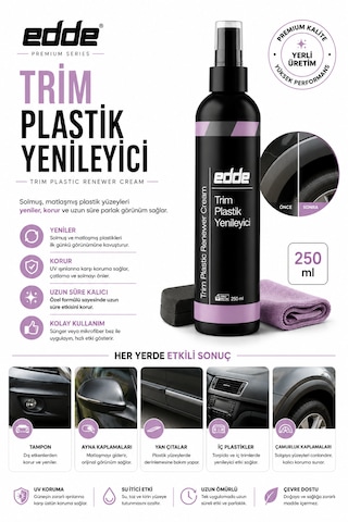 Edde Araba Araç Oto Trim Plastik Aksam Yenileyici Onarıcı Krem Plastik Yenileme Kremi 250 Ml Detailing 250ml