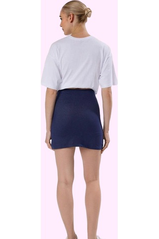 Ersefa Kadın Pamuk Mini Şort Etek Rahat Kesim Yazlık Normal Bel Slim Fit Lacivert