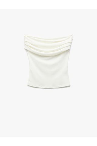 Koton Krep Kumaş Drape Detaylı Straplez Bluz Kırık Beyaz 5sak10045uk Ekru