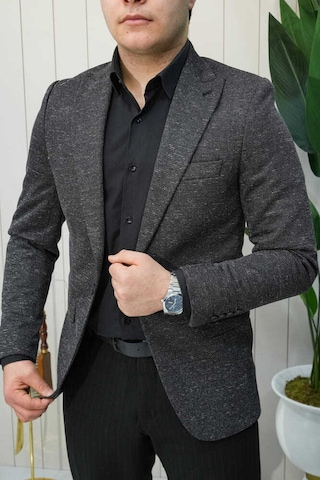 Bys Beystil Sivri Yaka Kırçıllı Siyah Ceket Eylül- Slim Fit