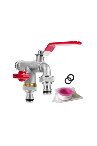 Qf 1/2'' Yüksek Kaliteli Pirinç Çift Musluk, Paslanmaya Ve Kırmızı