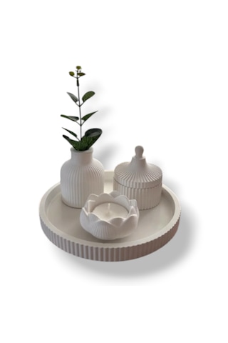 4lü Premium Set Kokulu Mum Vazo Ojbe Beyaz