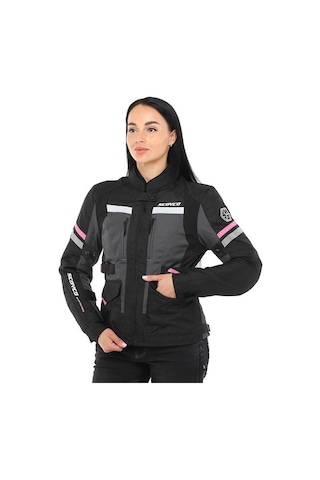 Scoyco Jk122 Motosiklet Montu Kadın 4 Mevsim Oxford 600-d Dayanıklı Kumaş Deri Motorcu Mont Women Black