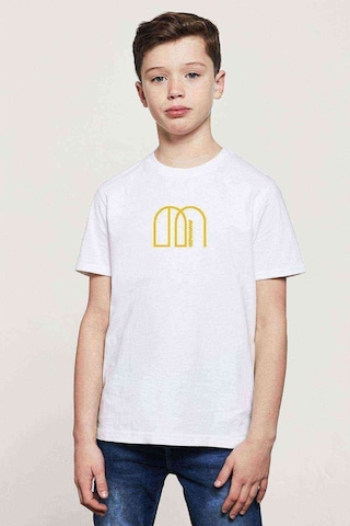 Qivi Mamamoo Logo Baskılı Unisex Çocuk Beyaz Tshirt