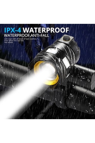 Bisiklet Farı 15000 Lümen T6 Led 3000Mah Pil Su Geçirmez Siyah