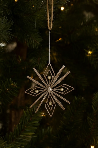 İncili 6 Yapraklı Altın Yılbaşı Ağaç Süsü Dekoratif Parlak Süs