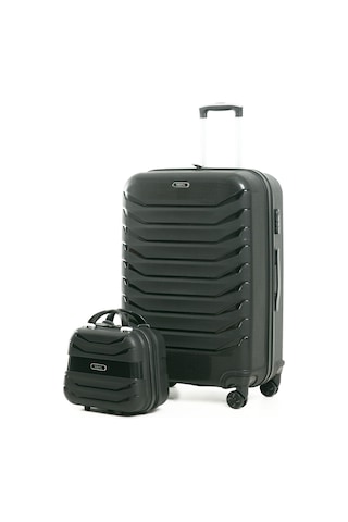 Yefa Pp Polipropilen Kırılmaz Büyük & Makyaj Boy 2'li Valiz Seti Siyah