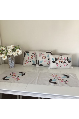 Punch İşlemeli Dal Desenli Dekoratif Kırlent Kılıfı Takım Karışık/Çok Renkli