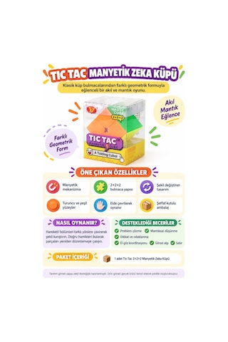 Manyetik Zeka Küpü Tic Tac 2x2x2 Şekil Değiştiren Eğitici Akıl Ve Mantık Oyunu