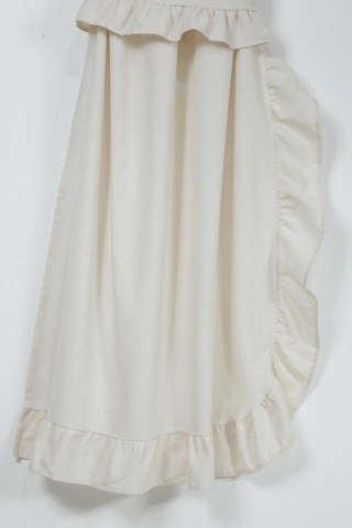 Naturel Perde Vintage Çift Kanat Dikey Fırfırlı Krem