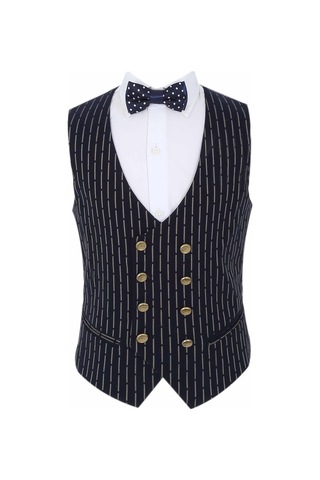 Erkek Çocuk Kendinden Desenli Üçlü Yelekli Takım-7682-lacivert Lacivert