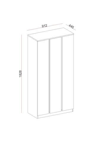 Rudu Asel 3 Kapaklı 92x182x44 Cm Giyisi, Eşya Dolap/gardırop Beyaz