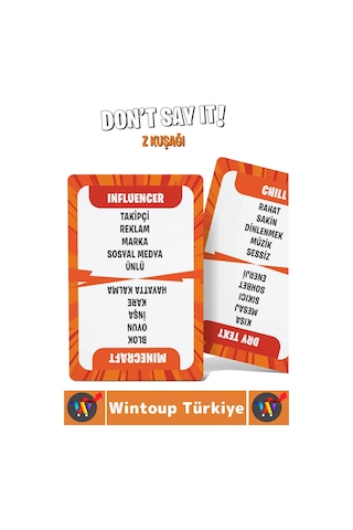 Eğitici Dikkat Zeka Gelişimi Eğlenceli Vakit Geçirme Genç Nesil Kart Oyunu Don't Say It-z Kuşağı