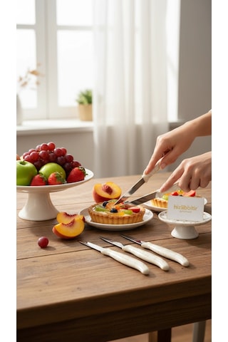 Bymyhand Beyaz Mermer Desenli Meyve Bıçağı 6'lı Set