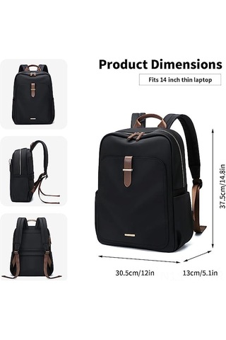 Kangvka Kadınlar İçin 15 İnç Laptop Çantası - İş, Seyahat, Üniversite İçin Organize Bölmeli, Su Geçirmez, Dayanıklı Moda Sırt Çantası Aynı Siyah