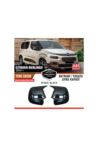 Citroen Berlingo Mk3 2019 Sonrası Uyumlu Batman Yarasa Ayna Kapağı Piano Black Abs Plastik Sağ Sol Takım 00 Şüscaroto Aksesuar