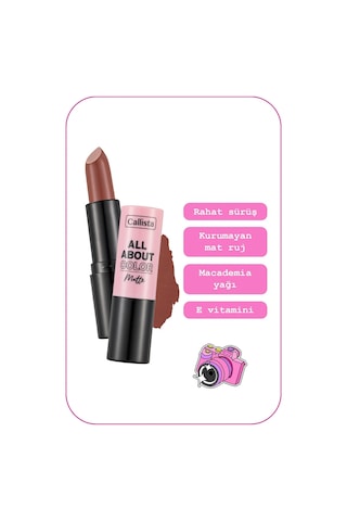 Callista All About Color Matte Lipstick Mat Görünümlü Ruj 512 Mocha Muse - Kahverengi