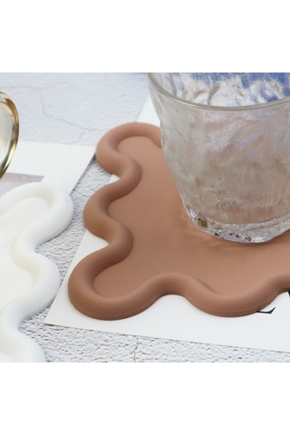 Silikon Esnek Yastık Bardak Altlığı - Kahverengi