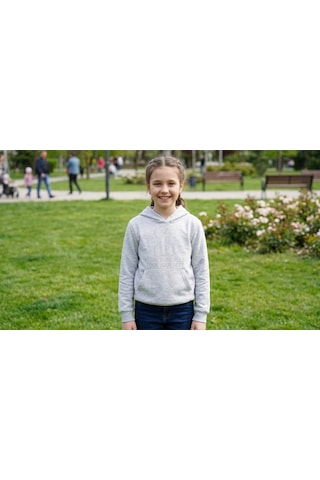 Pançiko Kız Çocuk Kapişonlu Sweat Açık Gri