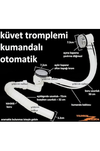 Küvet Tromplemi Kumandalı Otomatik Küvet Jakuzi Sifonu Ekomonik M