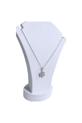 Kadın Çelik Kar Tanesi Model Kolye Gümüş Renk Çelik